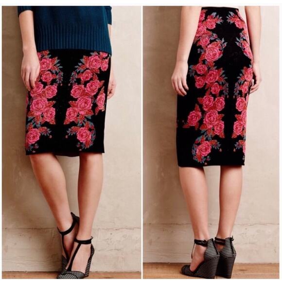 Ekaterina Kukhareva Briar Sweater Skirt Rose Motif ANTHROPOLOGIE Sz Small - Picture 1 of 6